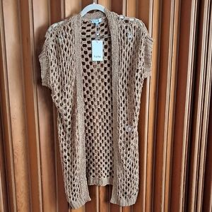 Fate Women's Brown Open-Knit Cardigan
